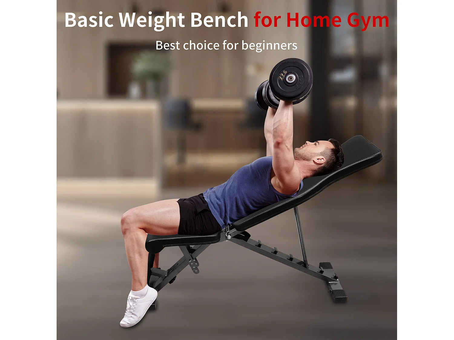 Banc de musculation pliable pour entraînement complet, réglable en inclinaison, acier, noir (82x24.5x34.5 cm)