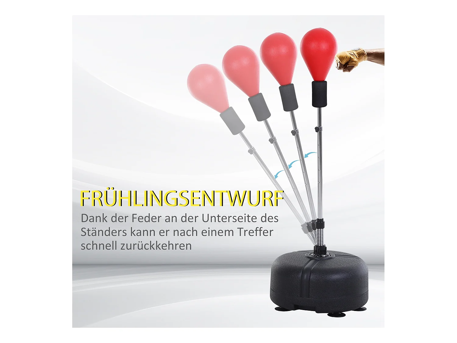 Punchingball avec support, ajustable en hauteur 136-154 cm, cuir synthétique, rouge (48x48x154 cm)