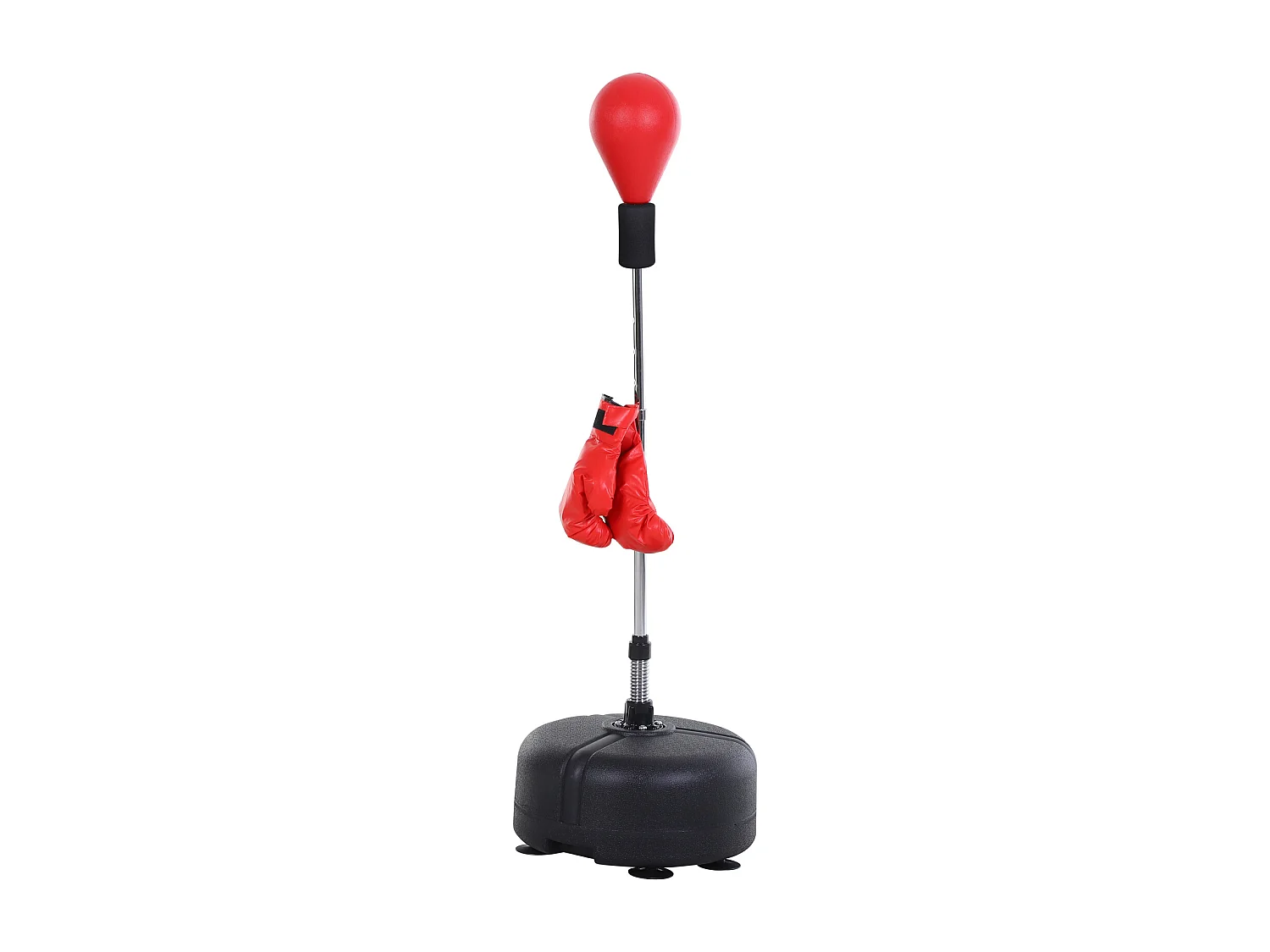 Punchingball avec support, ajustable en hauteur 136-154 cm, cuir synthétique, rouge (48x48x154 cm)