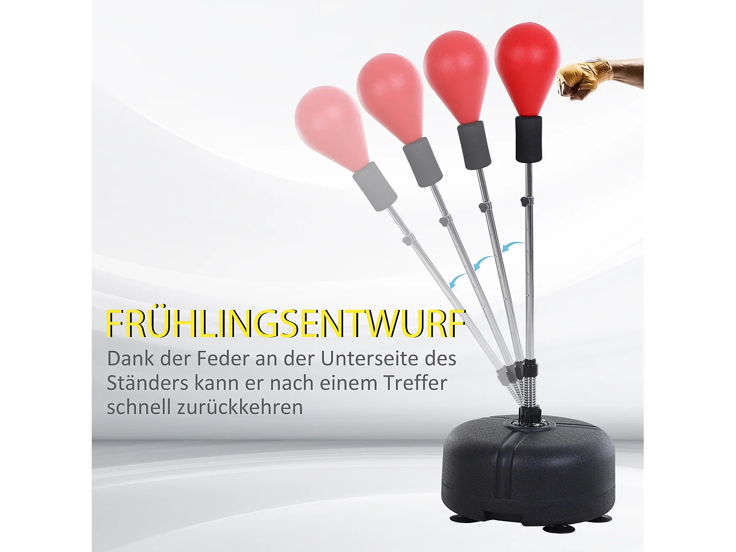 Punchingball avec support, ajustable en hauteur 136-154 cm, cuir synthétique, rouge (48x48x154 cm)