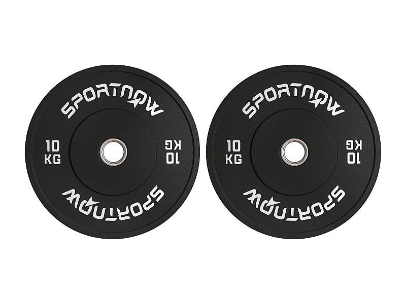 Set de 2 disques de poids 10kg, caoutchouc, trou Ø50mm, noir (45x45x4cm)