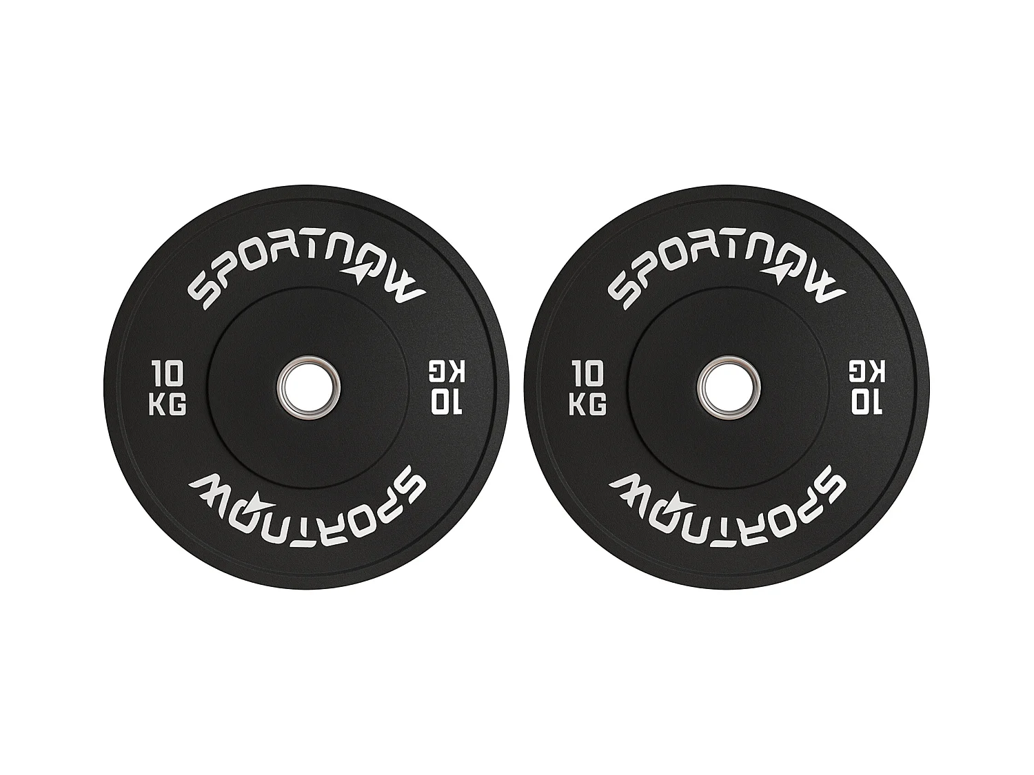 Set de 2 disques de poids 10kg, caoutchouc, trou Ø50mm, noir (45x45x4cm)