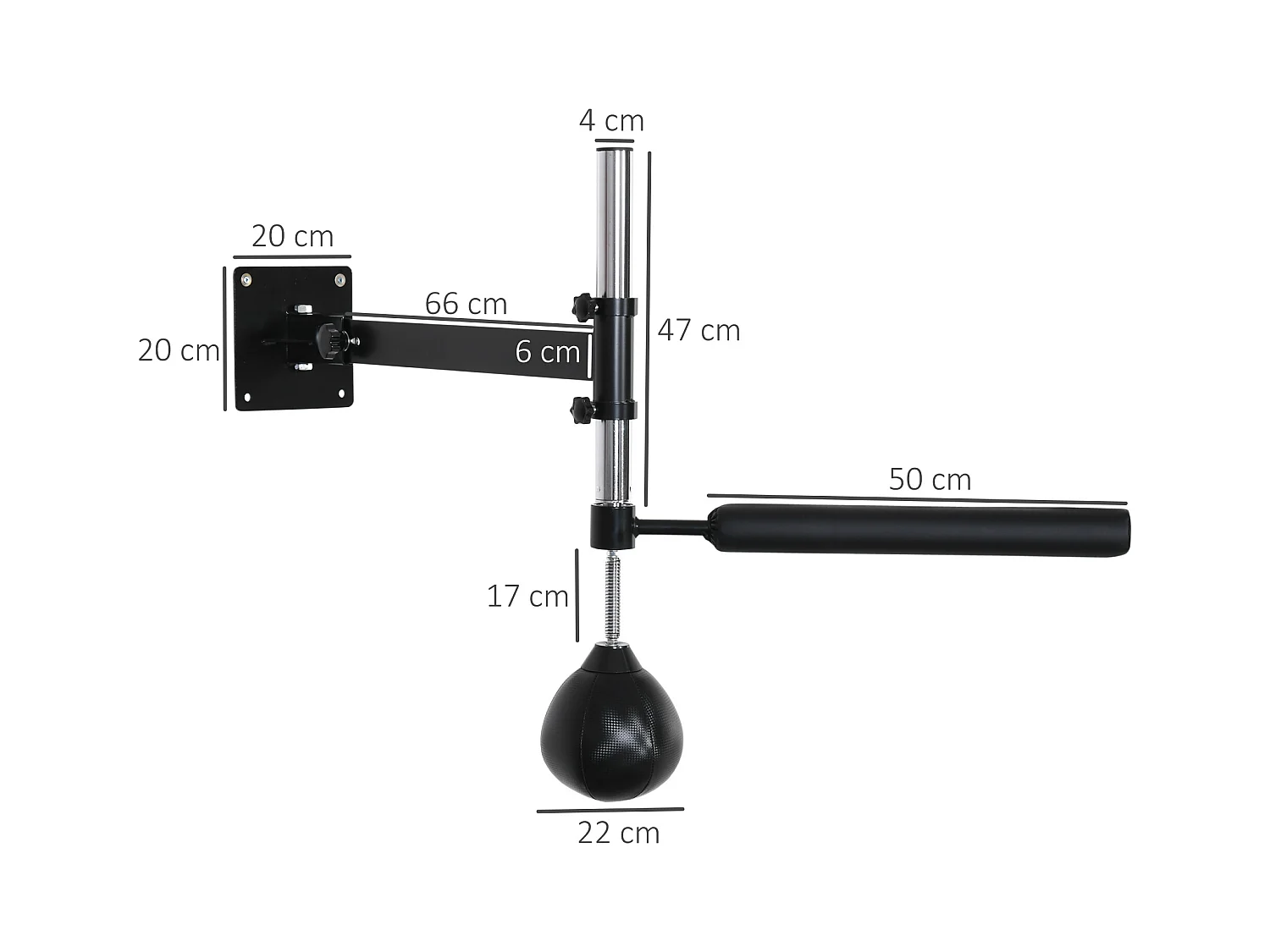 Support de boxe avec Speedball, 360° Pivotant, Réglable, Acier, Noir (79x72x20 cm)