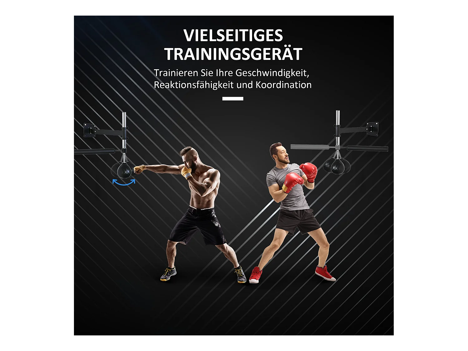 Support de boxe avec Speedball, 360° Pivotant, Réglable, Acier, Noir (79x72x20 cm)