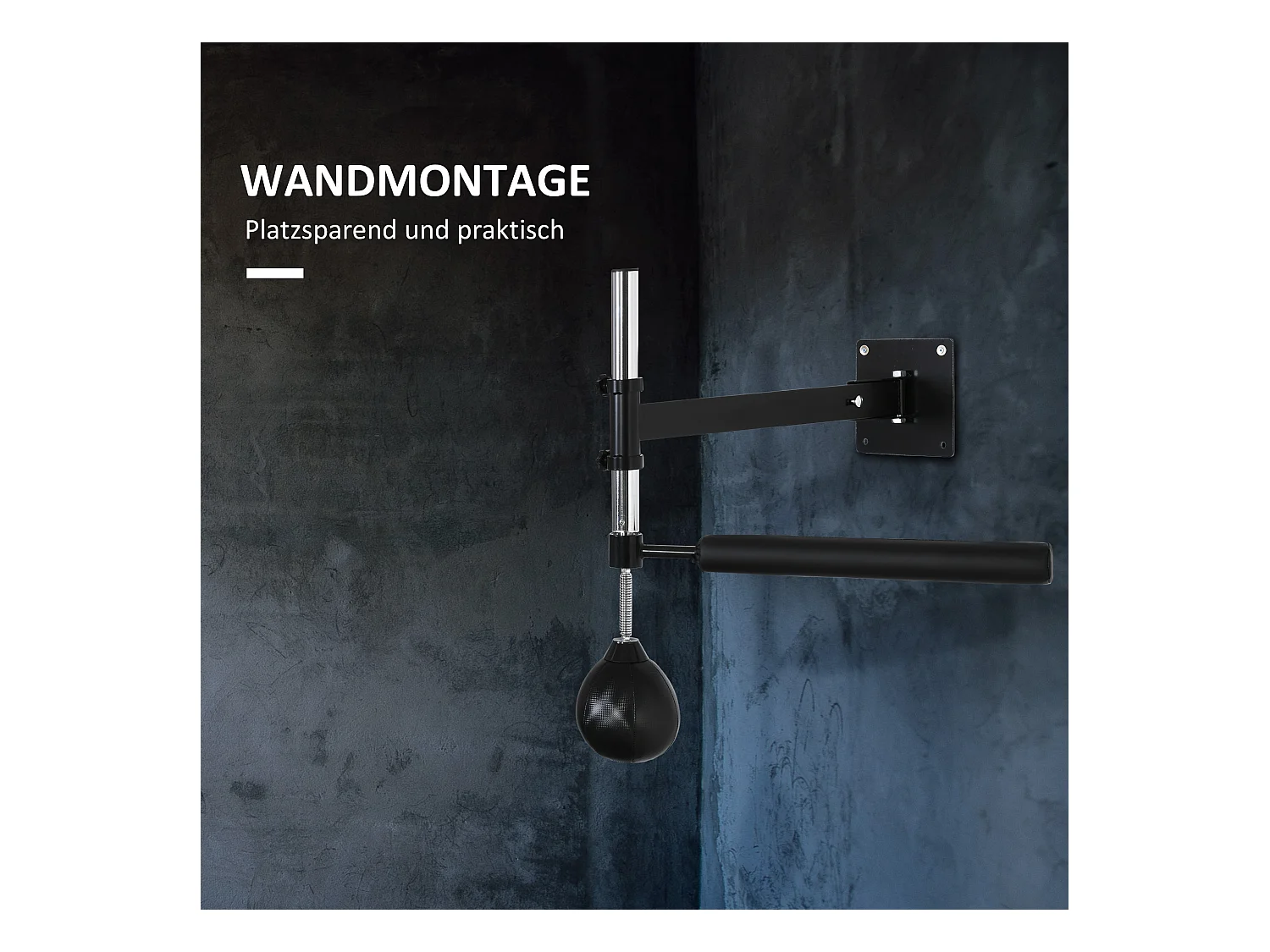 Support de boxe avec Speedball, 360° Pivotant, Réglable, Acier, Noir (79x72x20 cm)