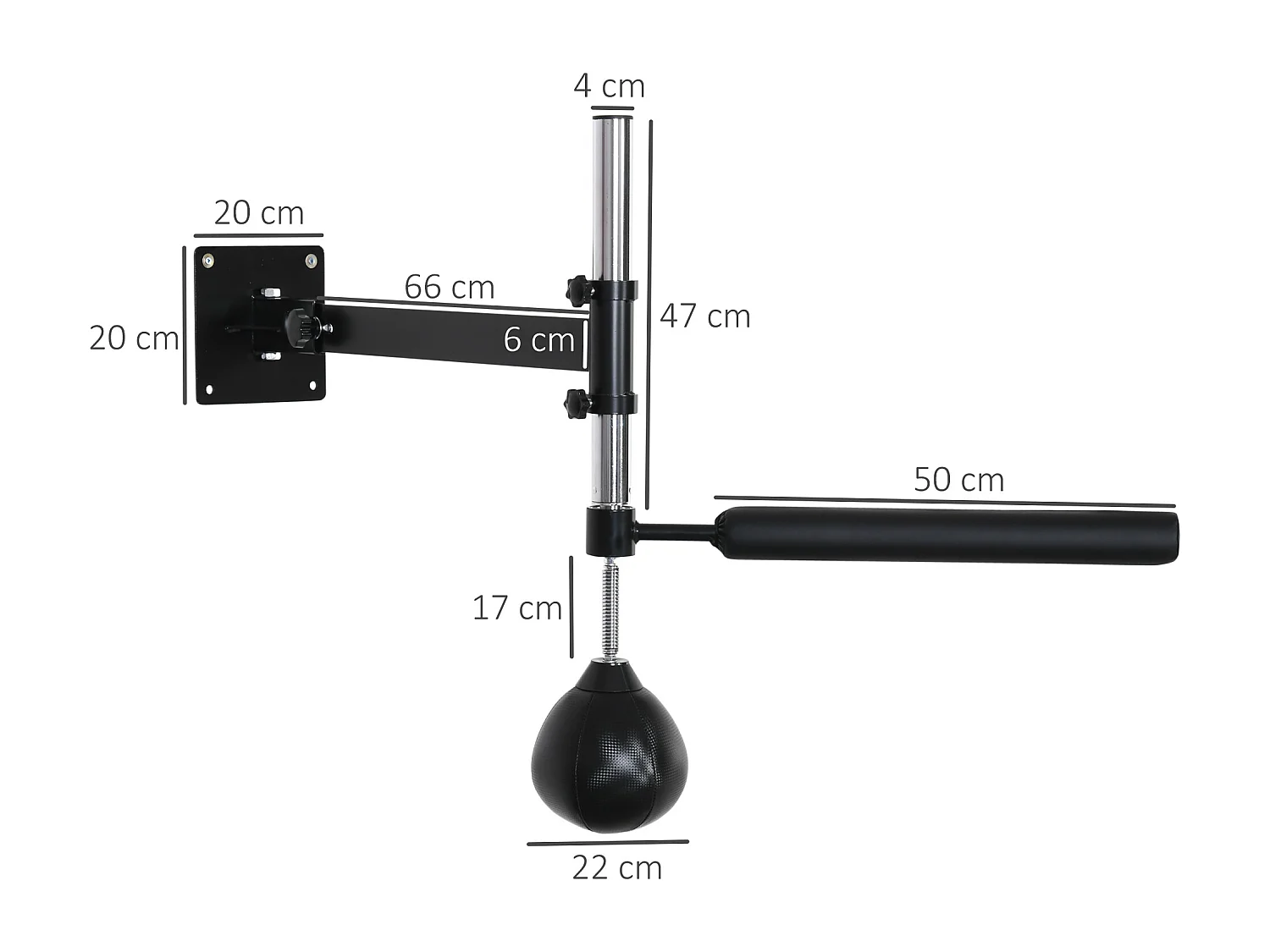 Support de boxe avec Speedball, 360° Pivotant, Réglable, Acier, Noir (79x72x20 cm)