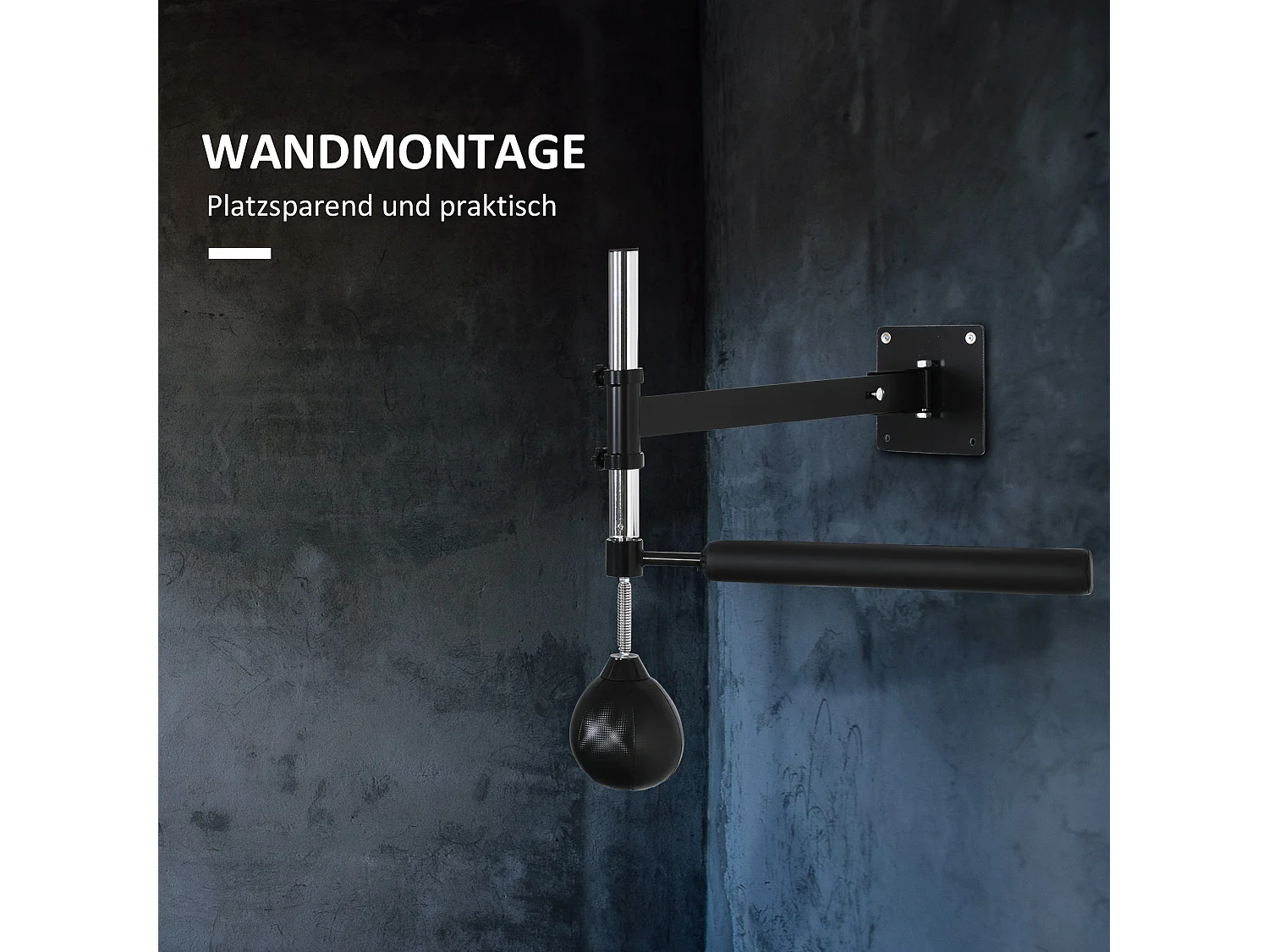 Support de boxe avec Speedball, 360° Pivotant, Réglable, Acier, Noir (79x72x20 cm)