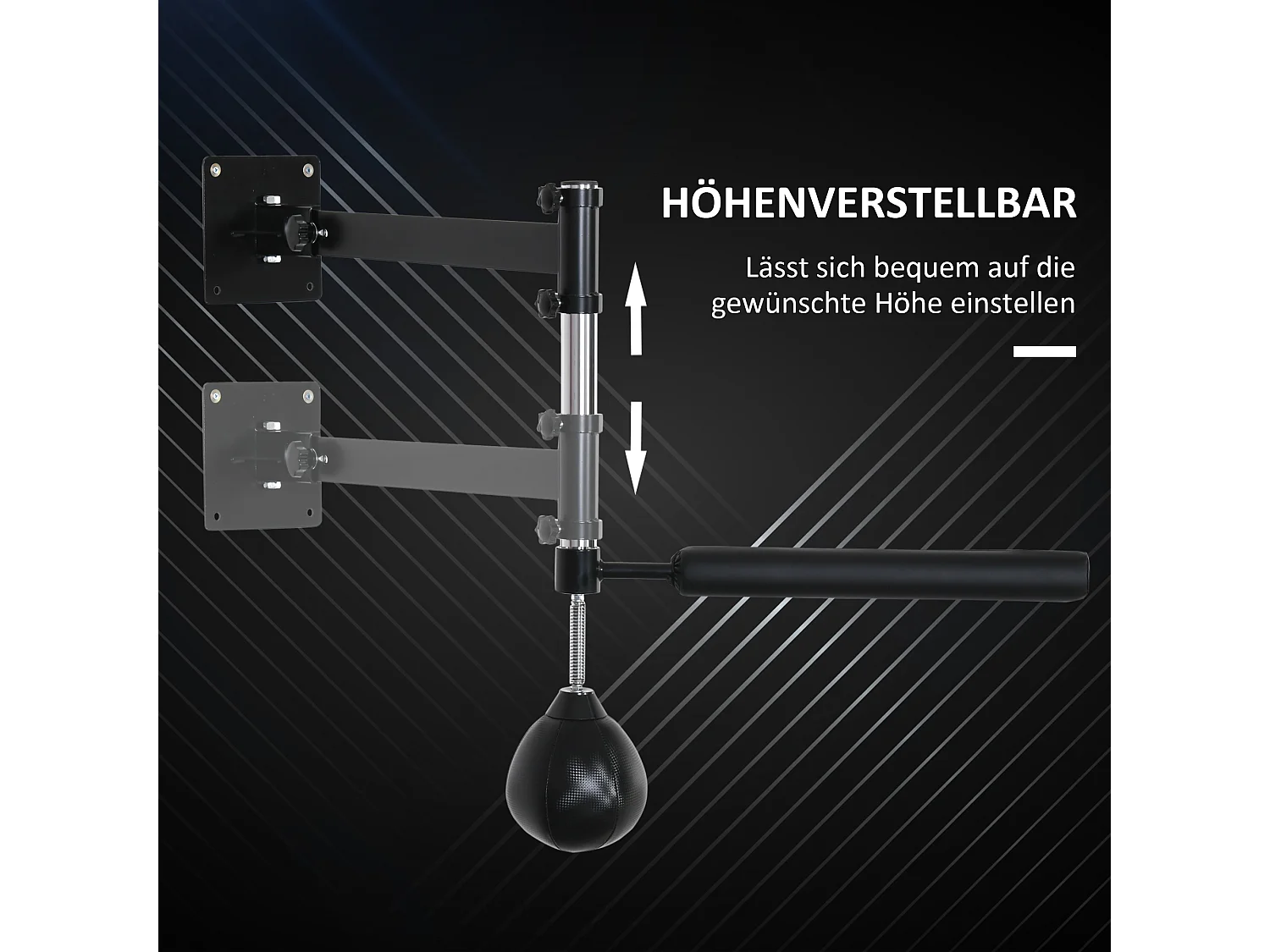 Support de boxe avec Speedball, 360° Pivotant, Réglable, Acier, Noir (79x72x20 cm)