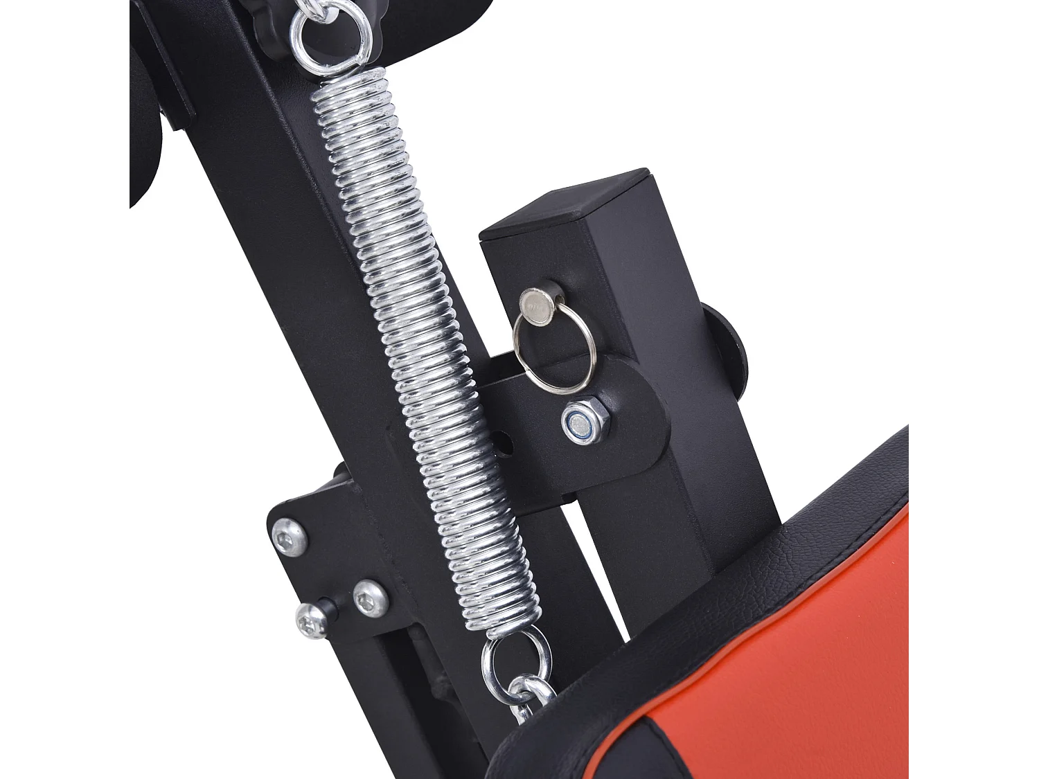 Banc de musculation réglable pour abdominaux, acier, rouge et noir, avec mousse haute densité (166x53x60cm)