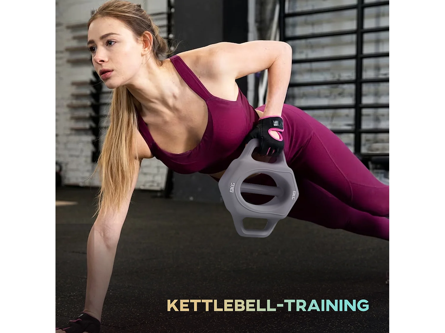 Haltère 3-en-1, 6 kg, multifonction avec coque en plastique, gris (25x20x6 cm)