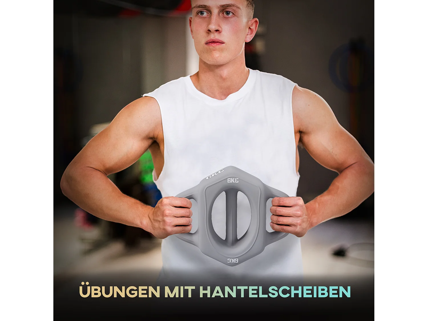 Haltère 3-en-1, 6 kg, multifonction avec coque en plastique, gris (25x20x6 cm)