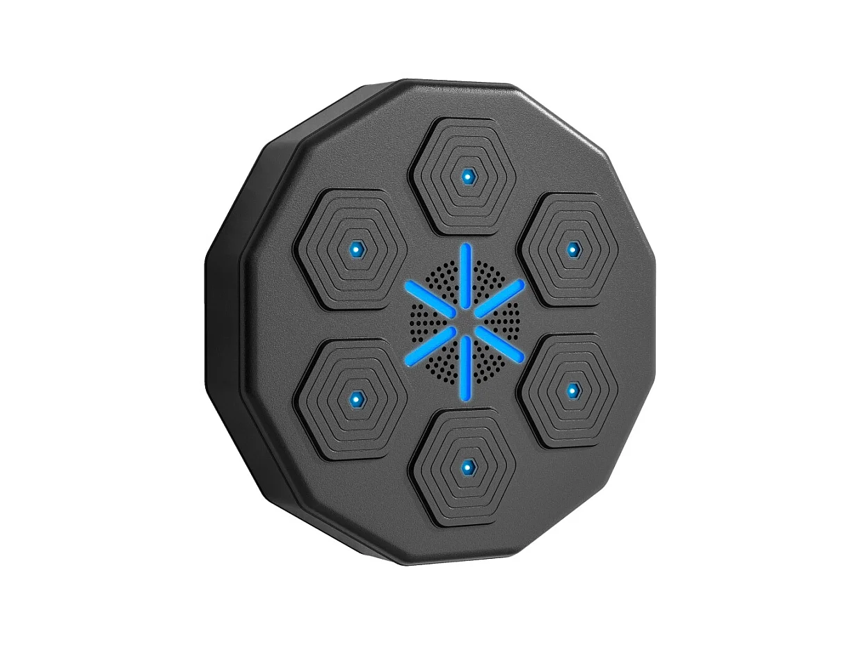 Cible de boxe électronique avec Bluetooth, musique et LED, en similicuir, noir (40x40x7.5cm)