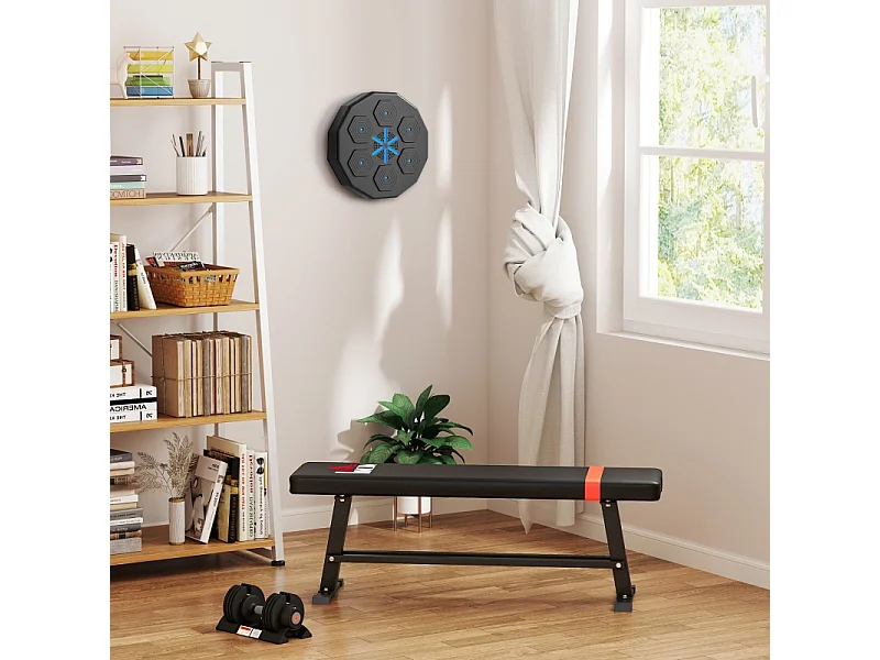 Cible de boxe électronique avec Bluetooth, musique et LED, en similicuir, noir (40x40x7.5cm)