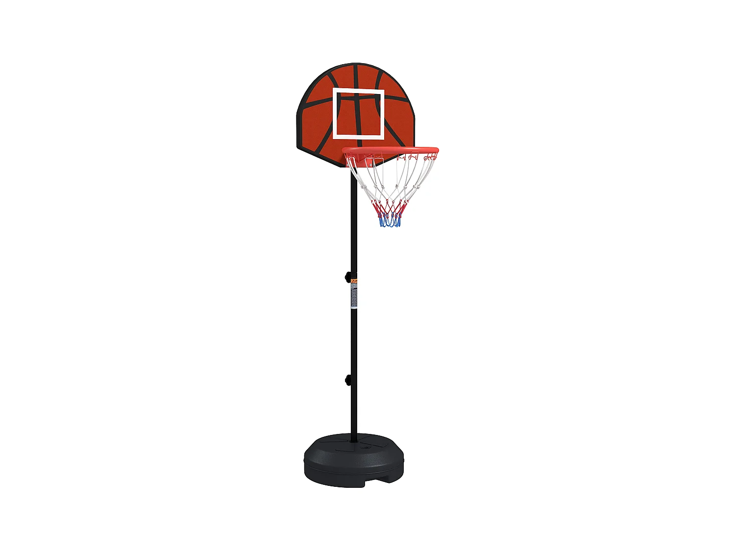 Canestro da basket regolabile in altezza 129-179 cm con supporto, incl. bersaglio magnetico, acciaio, marrone (38x38x179 cm)