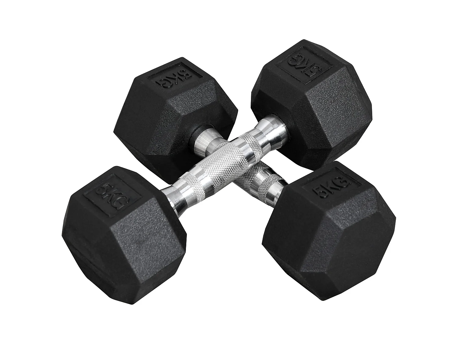 Haltères hexagonaux 2 pièces, fonte avec revêtement caoutchouc, noir (27.2x10.5x10.5cm)