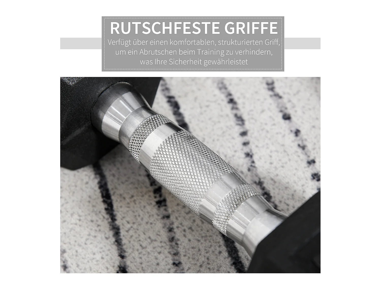 Haltères hexagonaux 2 pièces, fonte avec revêtement caoutchouc, noir (27.2x10.5x10.5cm)