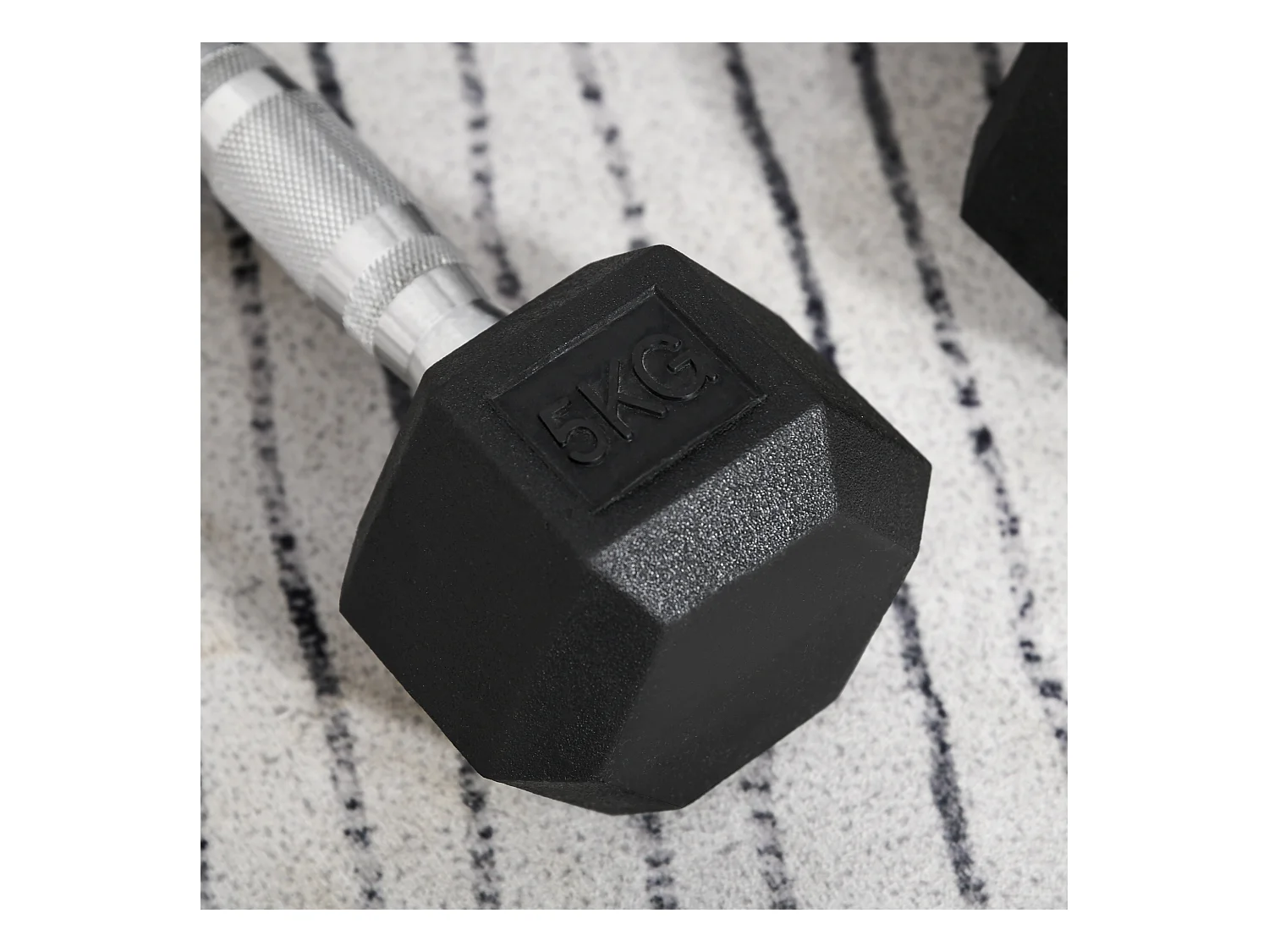Haltères hexagonaux 2 pièces, fonte avec revêtement caoutchouc, noir (27.2x10.5x10.5cm)
