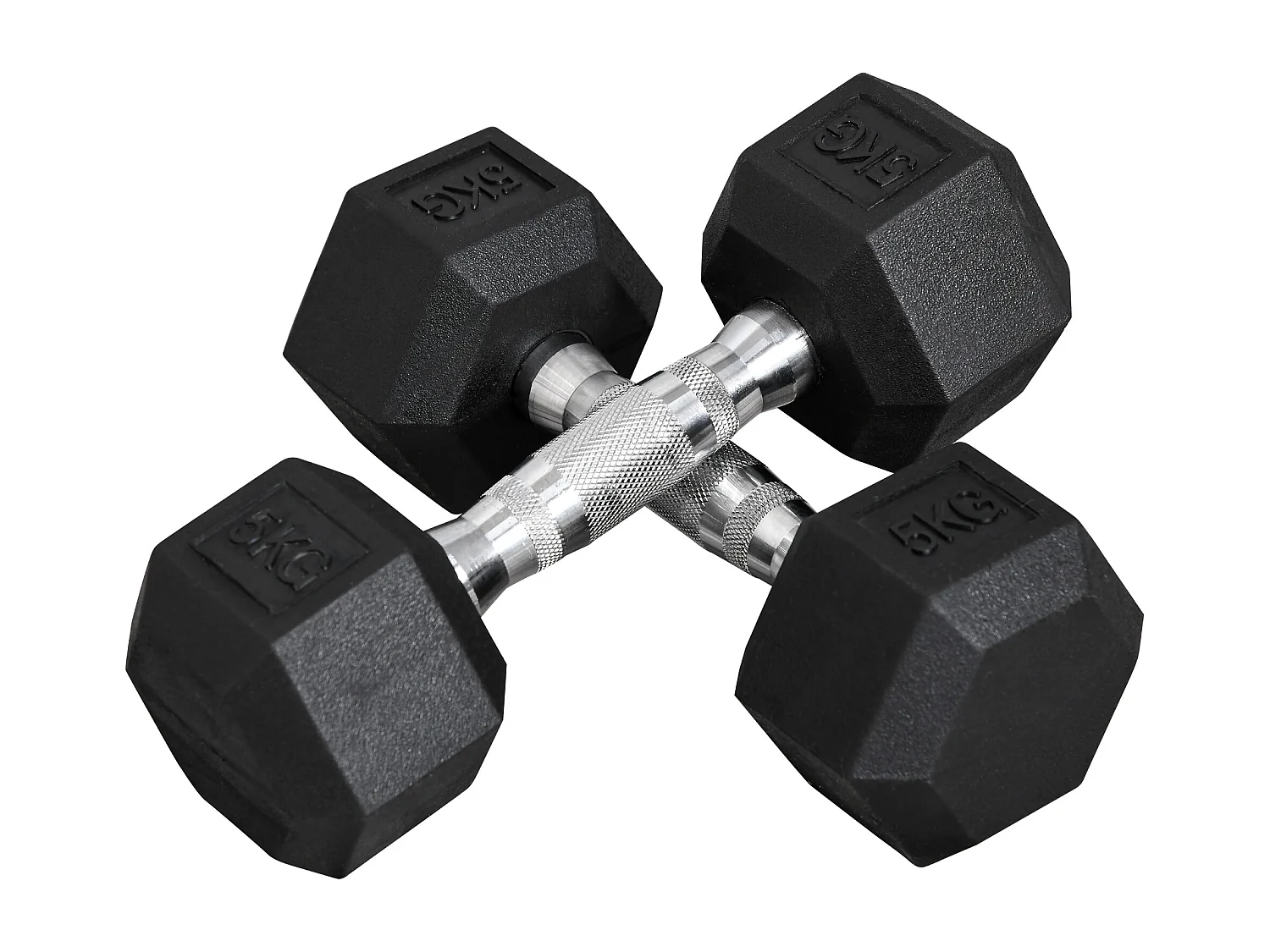 Haltères hexagonaux 2 pièces, fonte avec revêtement caoutchouc, noir (27.2x10.5x10.5cm)