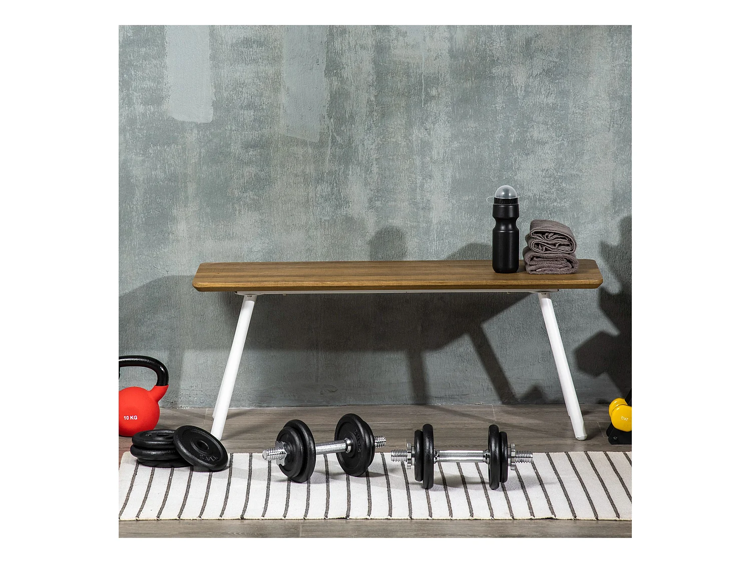 Set d’haltères réglables 2 en 1, fonte, noir, avec barre de connexion antirouille (95x16x16cm)