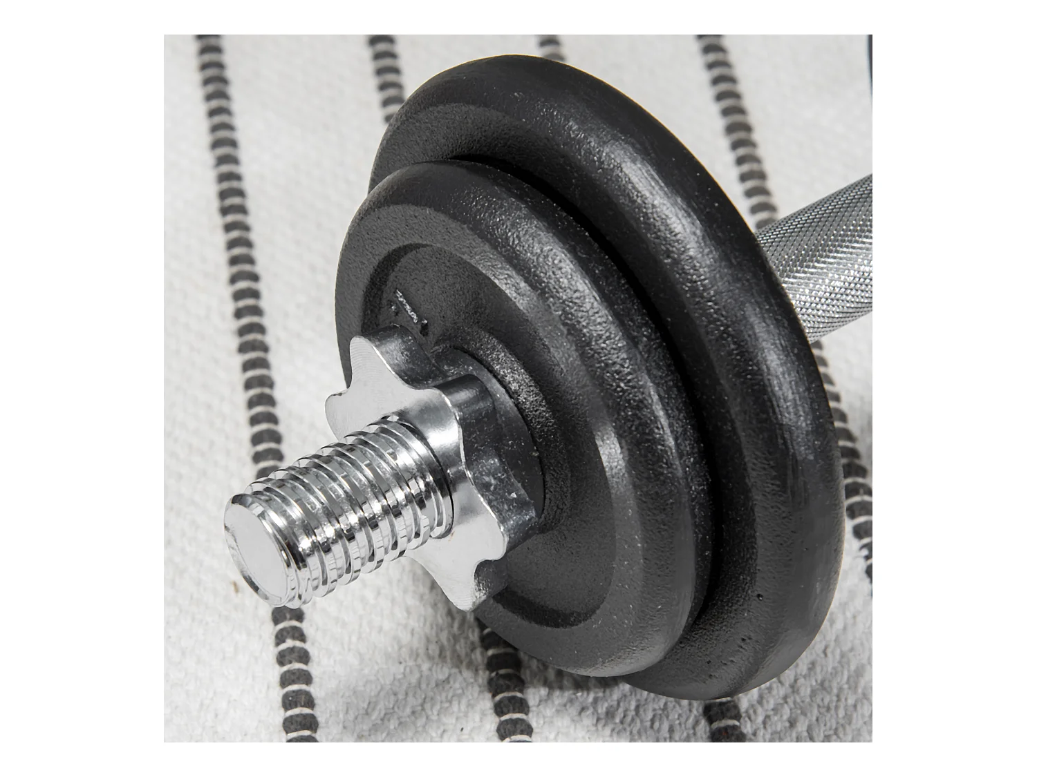 Set d’haltères réglables 2 en 1, fonte, noir, avec barre de connexion antirouille (95x16x16cm)