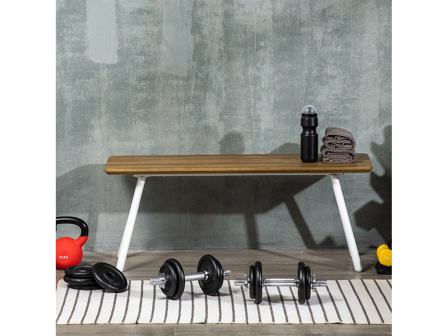 Set d’haltères réglables 2 en 1, fonte, noir, avec barre de connexion antirouille (95x16x16cm)