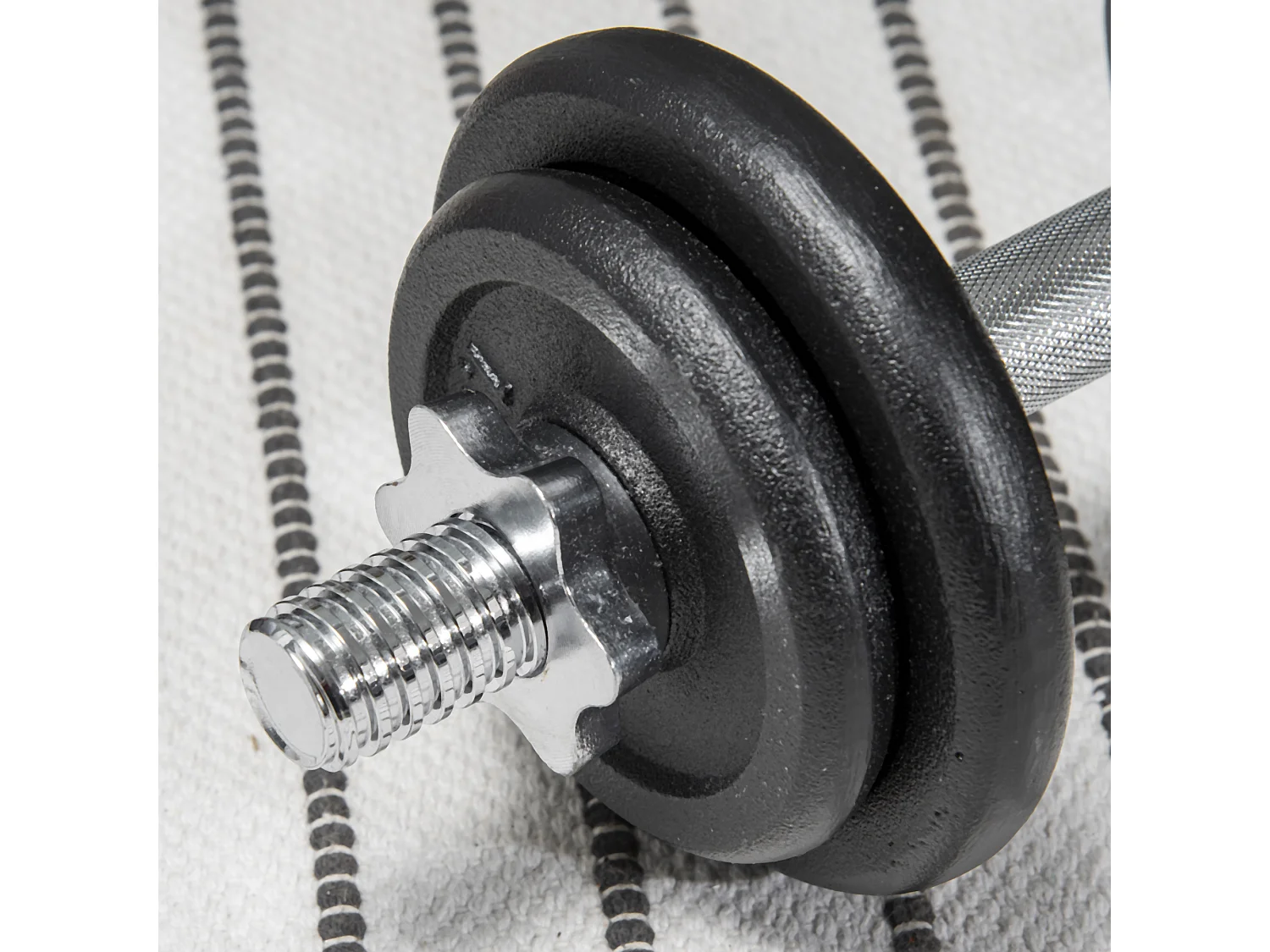 Set d’haltères réglables 2 en 1, fonte, noir, avec barre de connexion antirouille (95x16x16cm)