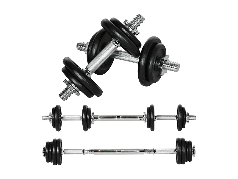 2-in-1 verstelbare halterset, gietijzer, zwart, met roestvrije verbindingsstang (95x16x16cm)