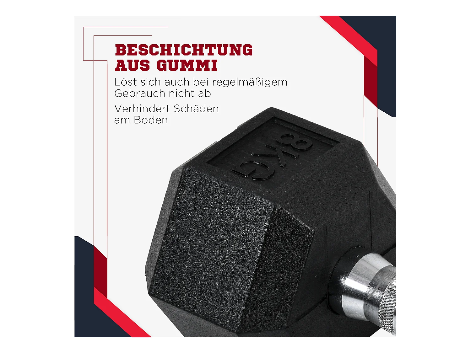 Haltères hexagonales en métal, 2x6 kg, recouvertes de caoutchouc, noir (11.5x11.5x28.8 cm)