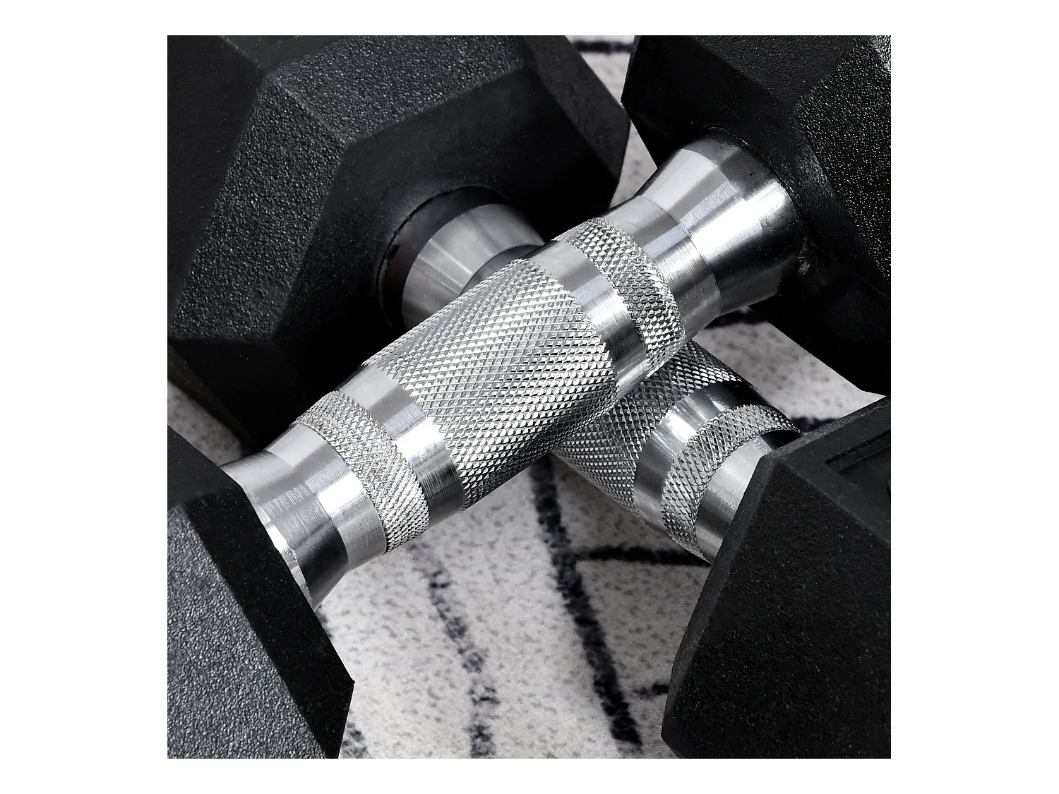 Haltères hexagonales en métal, 2x6 kg, recouvertes de caoutchouc, noir (11.5x11.5x28.8 cm)