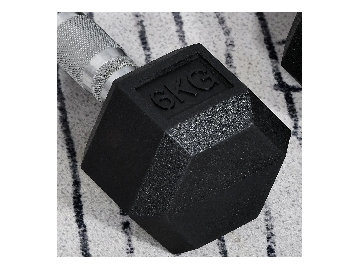 Haltères hexagonales en métal, 2x6 kg, recouvertes de caoutchouc, noir (11.5x11.5x28.8 cm)