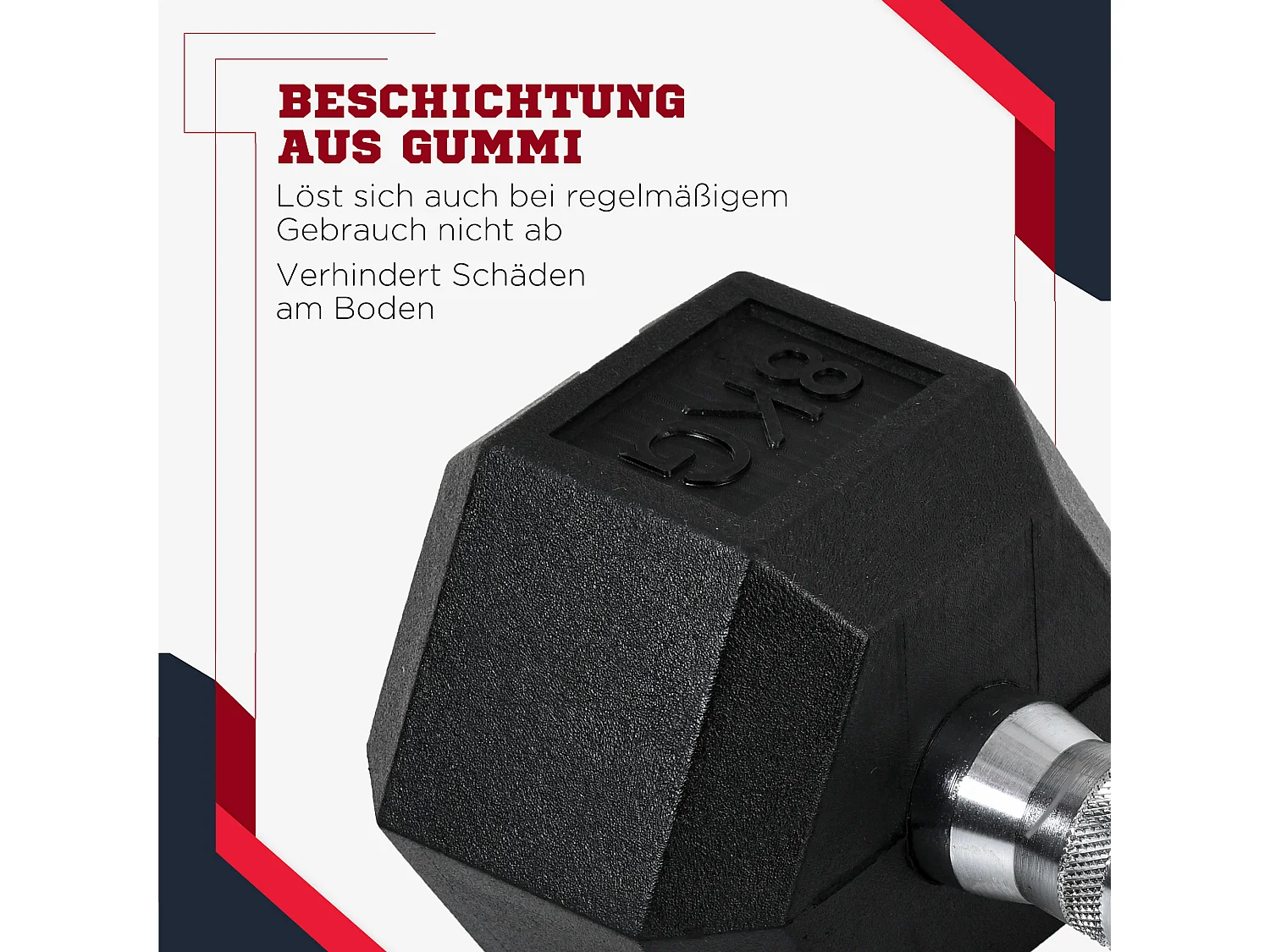 Haltères hexagonales en métal, 2x6 kg, recouvertes de caoutchouc, noir (11.5x11.5x28.8 cm)