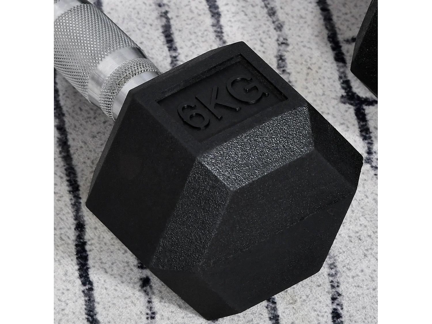 Haltères hexagonales en métal, 2x6 kg, recouvertes de caoutchouc, noir (11.5x11.5x28.8 cm)