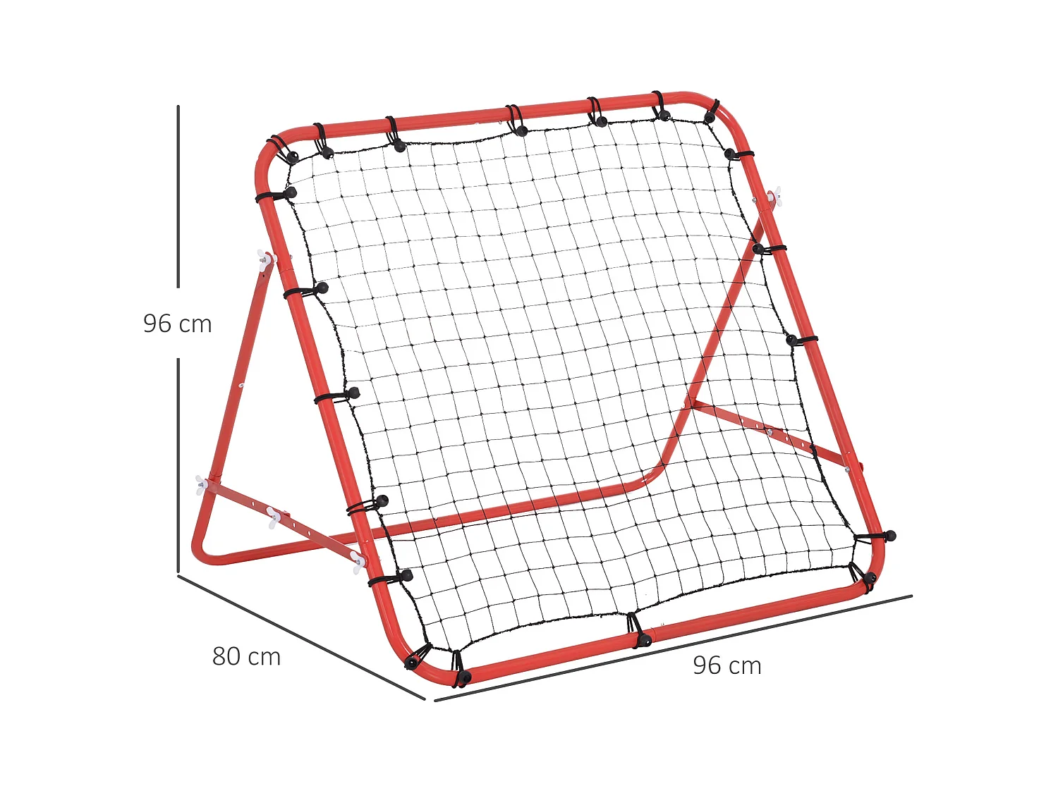 Rebondisseur de football avec angle réglable, métal, rouge et noir (96x80x96 cm)