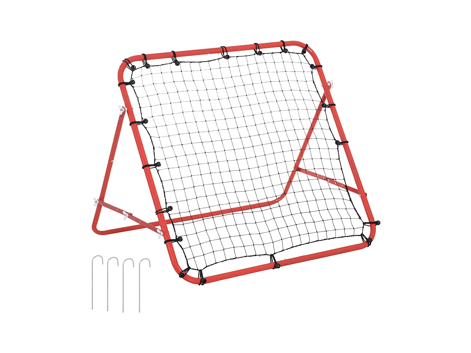 Rimbalzatore da calcio con angolazione regolabile, in metallo, rosso e nero (96x80x96 cm)