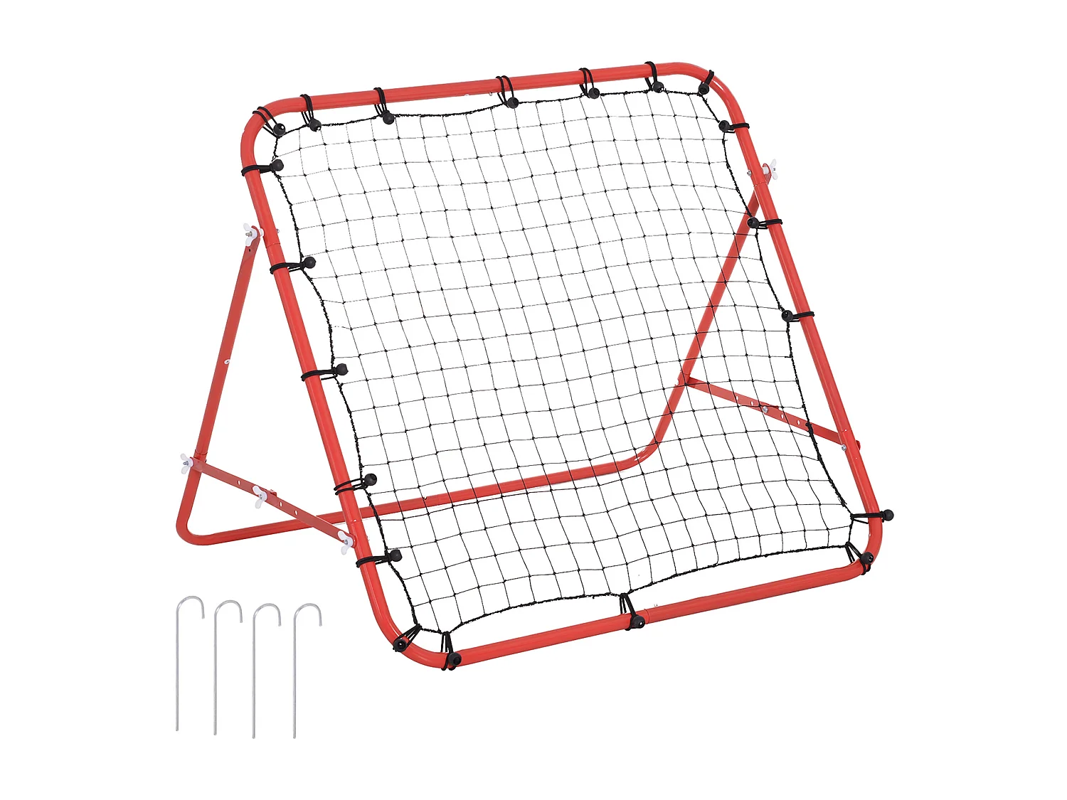 Rebondisseur de football avec angle réglable, métal, rouge et noir (96x80x96 cm)