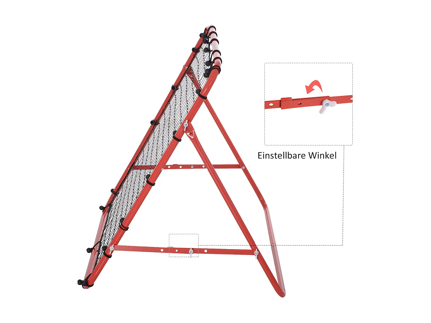 Rebondisseur de football avec angle réglable, métal, rouge et noir (96x80x96 cm)