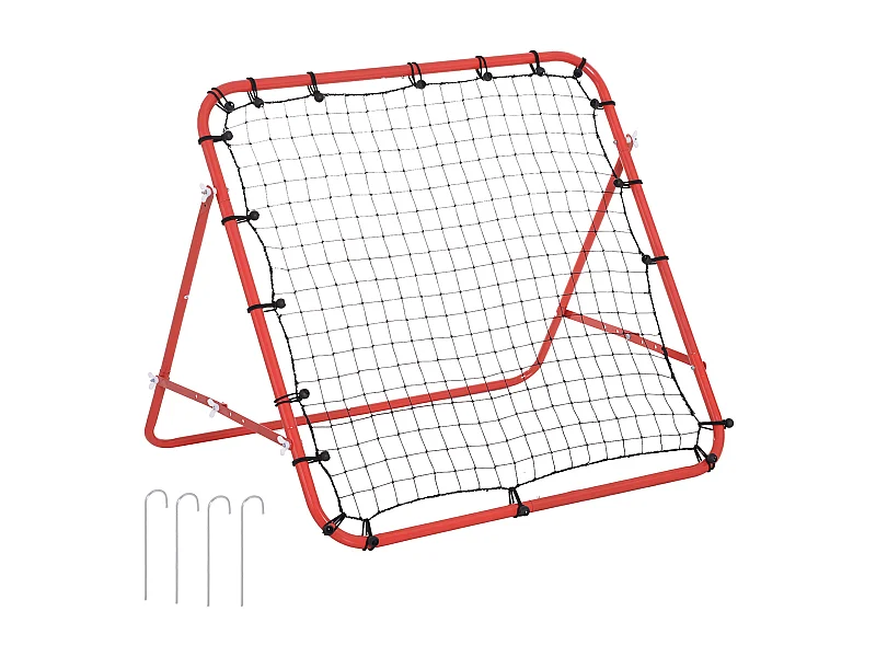 Rebondisseur de football avec angle réglable, métal, rouge et noir (96x80x96 cm)