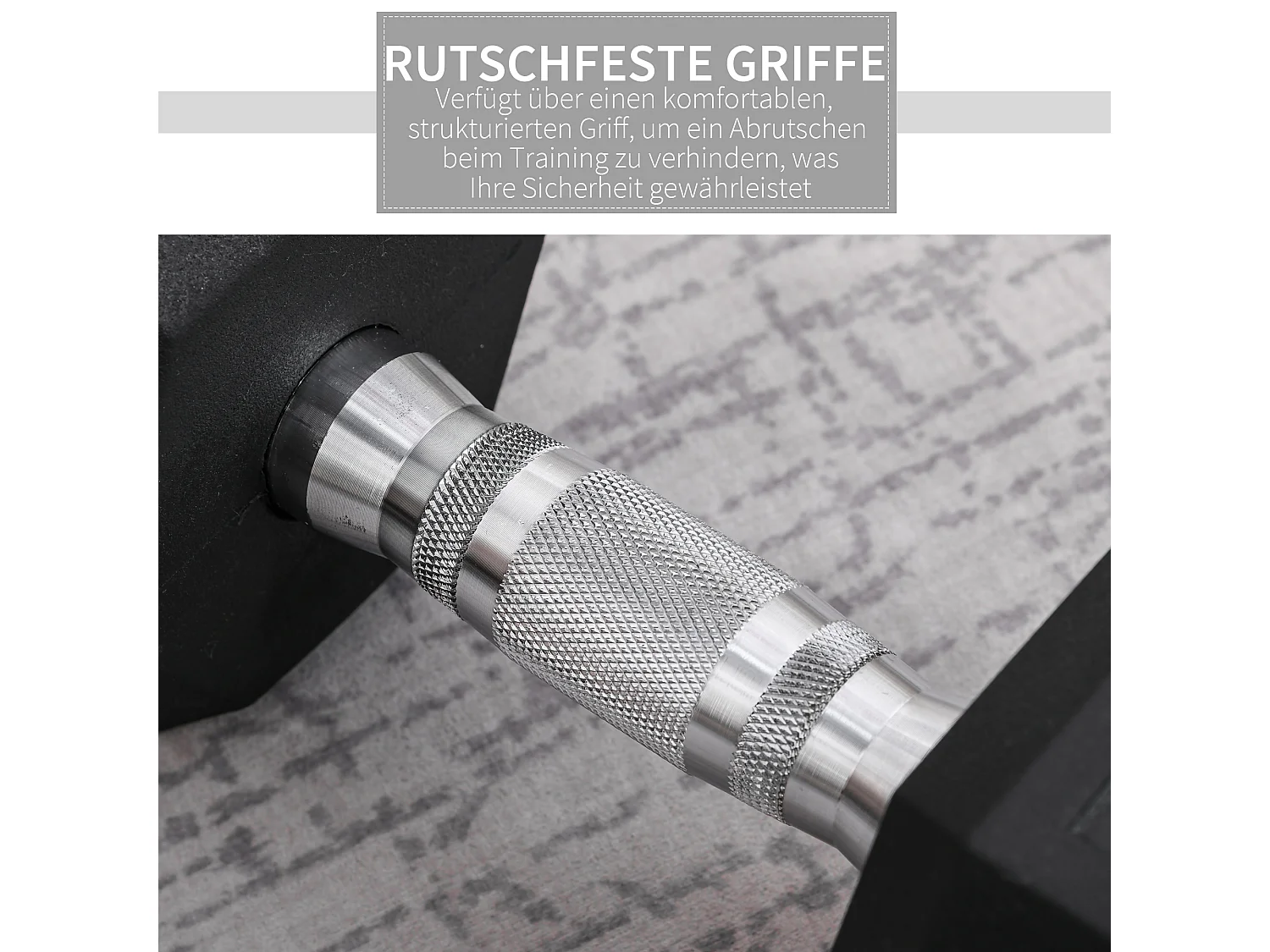 Haltère hexagonale 12,5 kg, métal, caoutchouc, avec poignée striée, noir (14.8x14.8x32.6 cm)