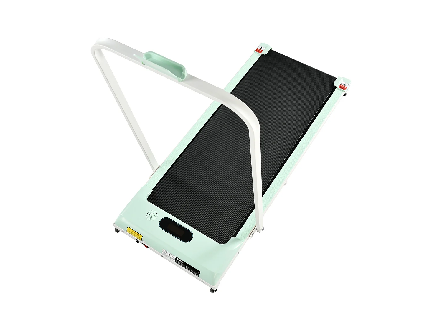 Tapis course pliable 2-en-1, télécommande, 1-6km/h, écran LED, haut-parleur Bluetooth, support téléphone, métal vert (130x58x13cm)