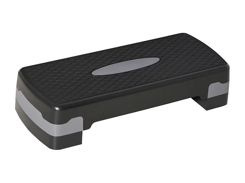 Aerobic Stepper 2 niveaus hoogteverstelbaar 10/15 cm, robuust kunststof, zwart en grijs (68x29x15cm)