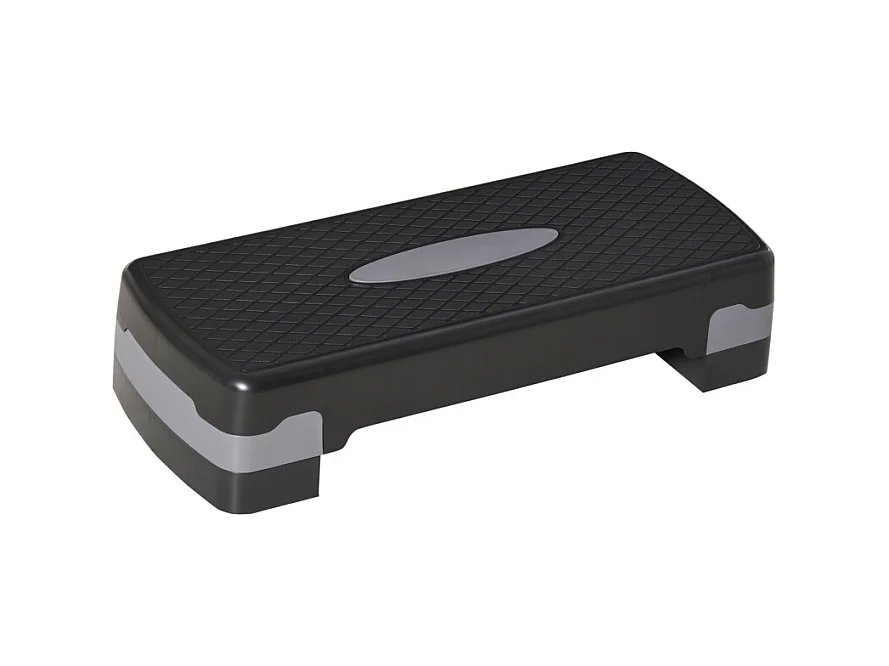 Stepper aeróbico de 2 niveles, altura ajustable 10/15 cm, plástico robusto, negro y gris (68 x 29 x 15 cm)