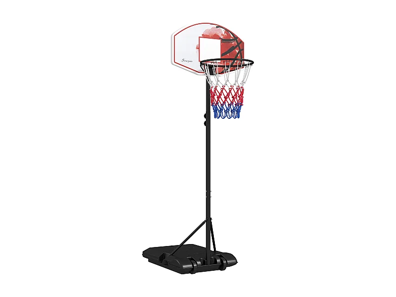 Verstelbare basketbalring met standaard, hoogte 179-209 cm, staal, zwart (72x2,1x45,5 cm)