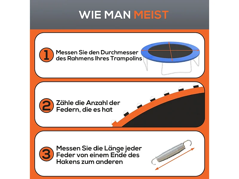 Tapis de trampoline rond, résistant aux intempéries, polypropylène, orange, avec 72 anneaux en V (323x323x1 cm)