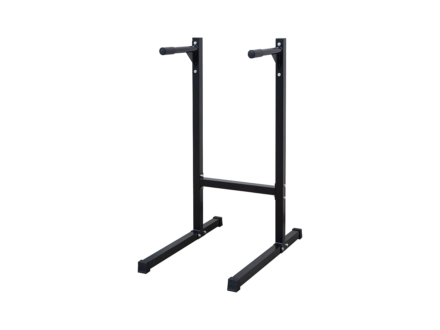 Heavy Dip Bar, multifunctioneel trainingsstation, versterkt staal, zwart, met schuimrubberen handgrepen (101 x 67,3 x 135,9 cm)