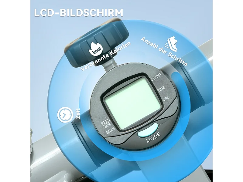 Mini-stepper 2 en 1 avec cordes de résistance, LCD et mouvement oscillant, plastique, gris (41x30.5x18.5 cm)