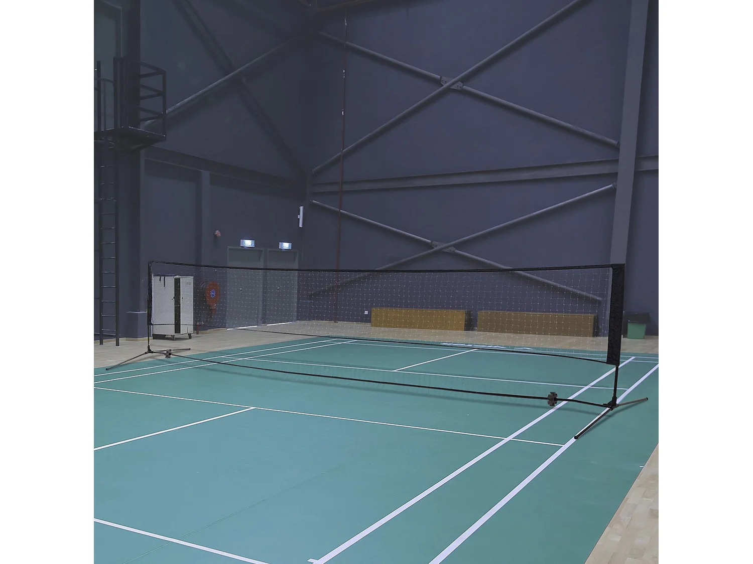 Filet de badminton réglable et portable, en métal et polyester, avec hauteur ajustable, idéal pour tennis et volley-ball (400x103x94-158 cm)