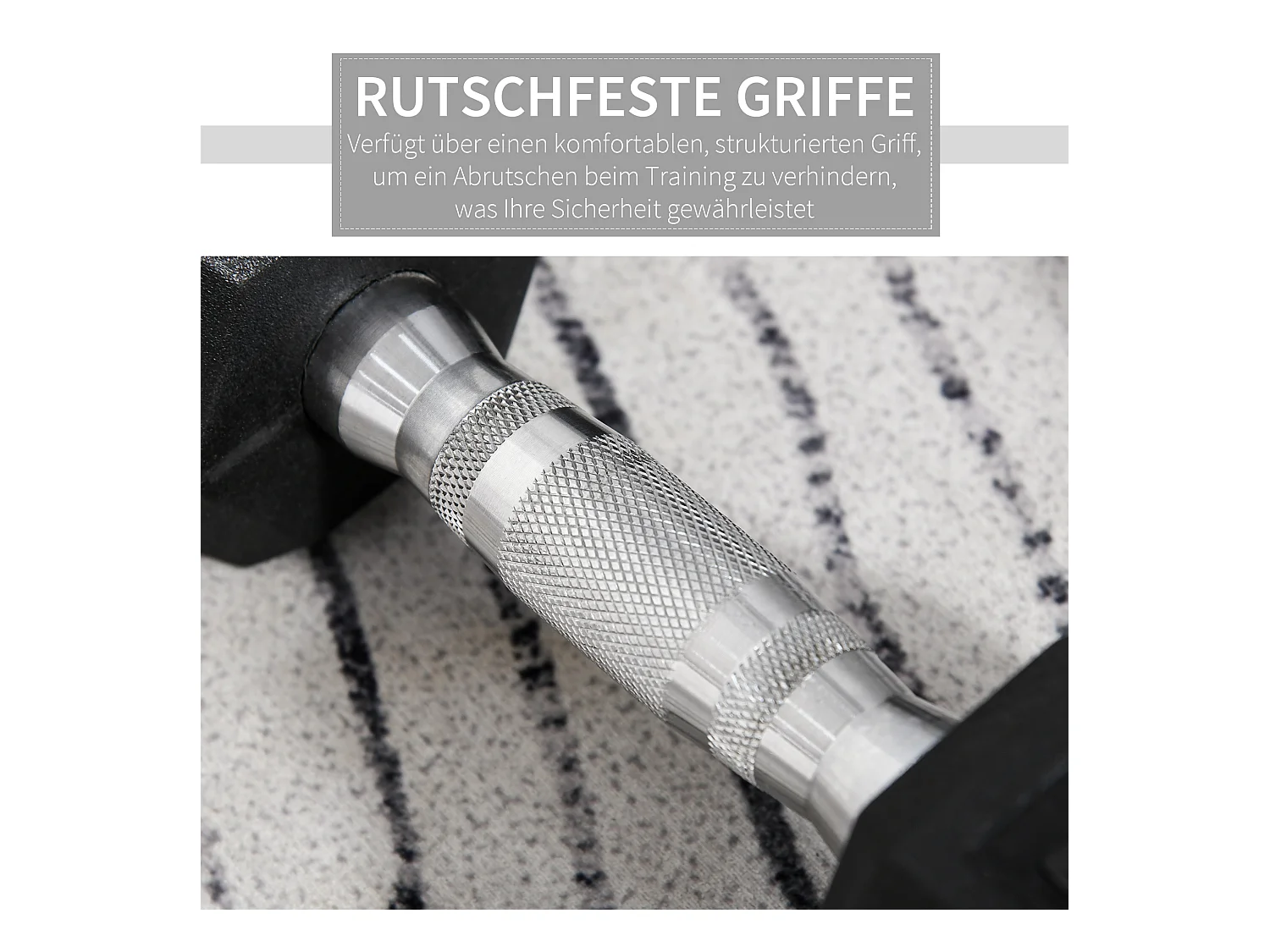 Haltères hexagonaux 2x8kg, fonte et caoutchouc, poignées striées, noir (30.5x12.7x12.7cm)