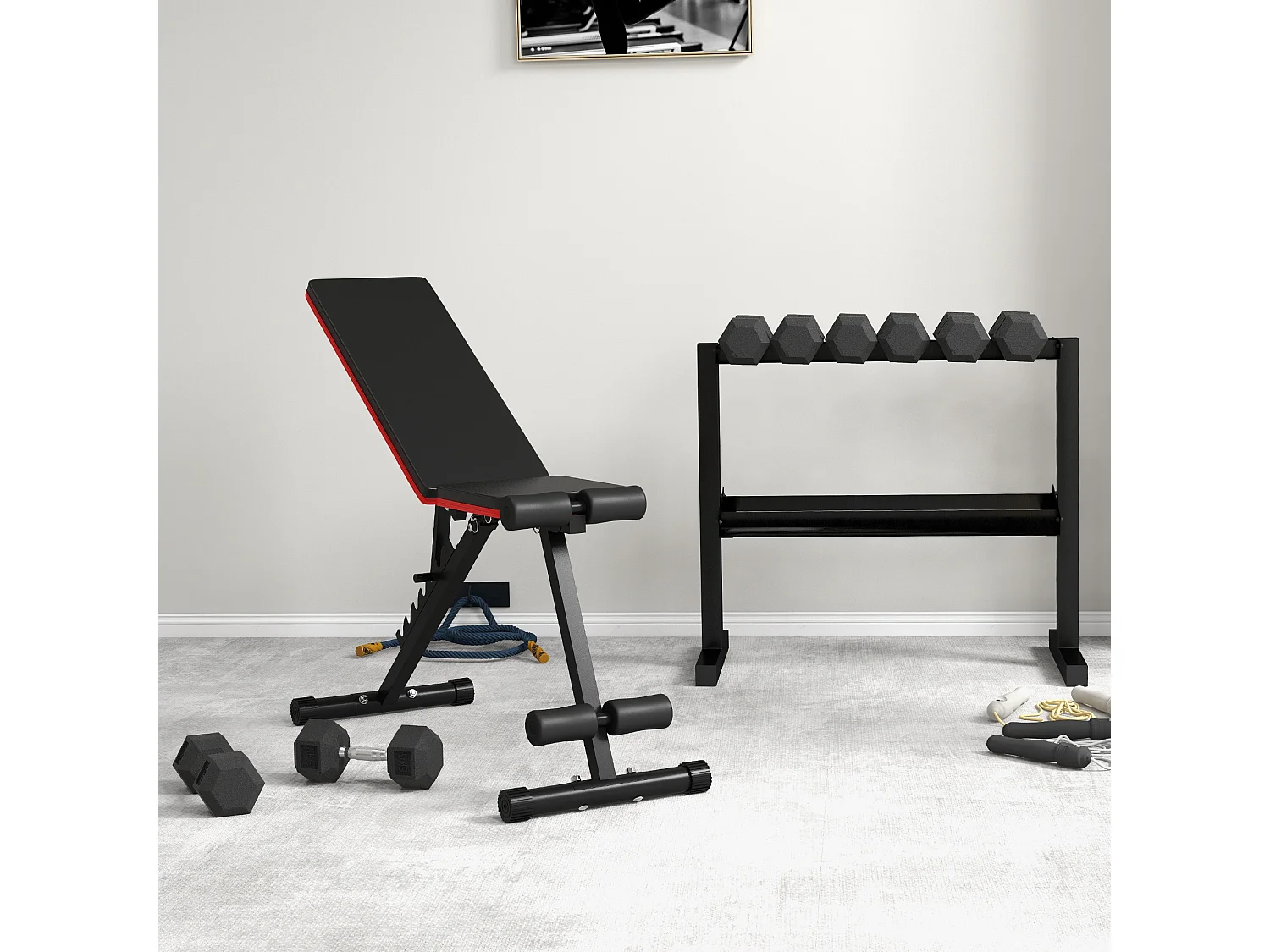 Haltères hexagonaux 2x8kg, fonte et caoutchouc, poignées striées, noir (30.5x12.7x12.7cm)