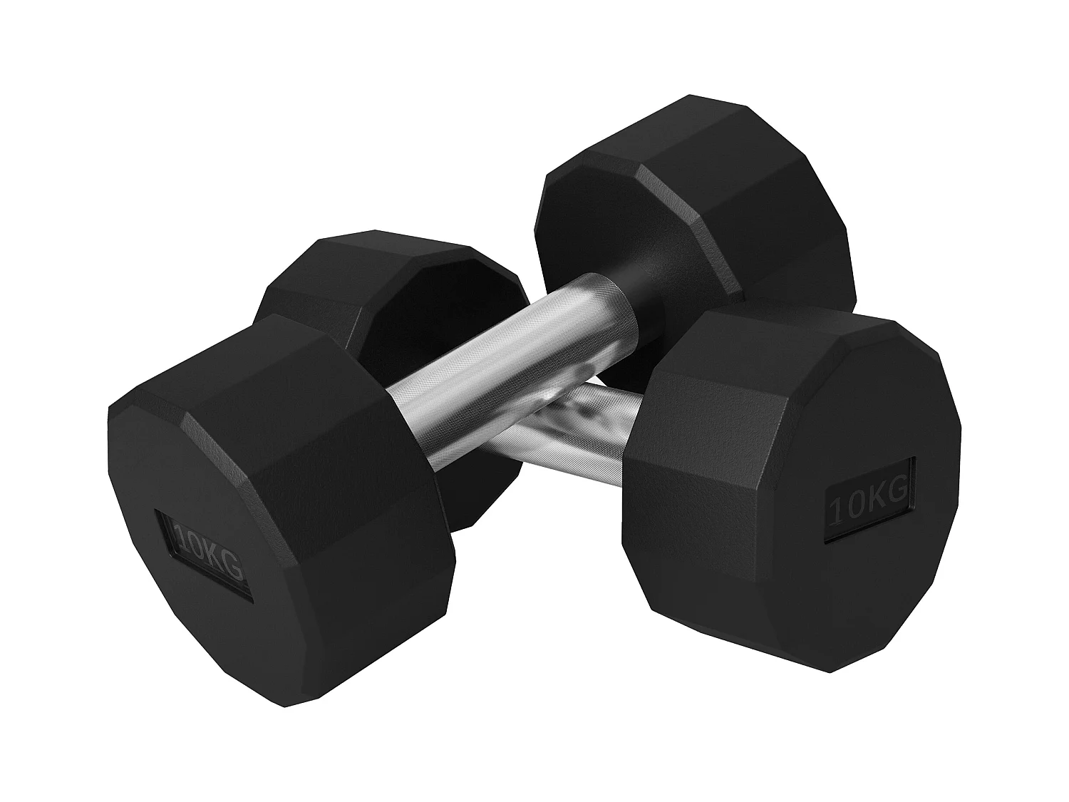 Set d’haltères 20kg, métal antidérapant, caoutchouc, noir (26x13x13cm)