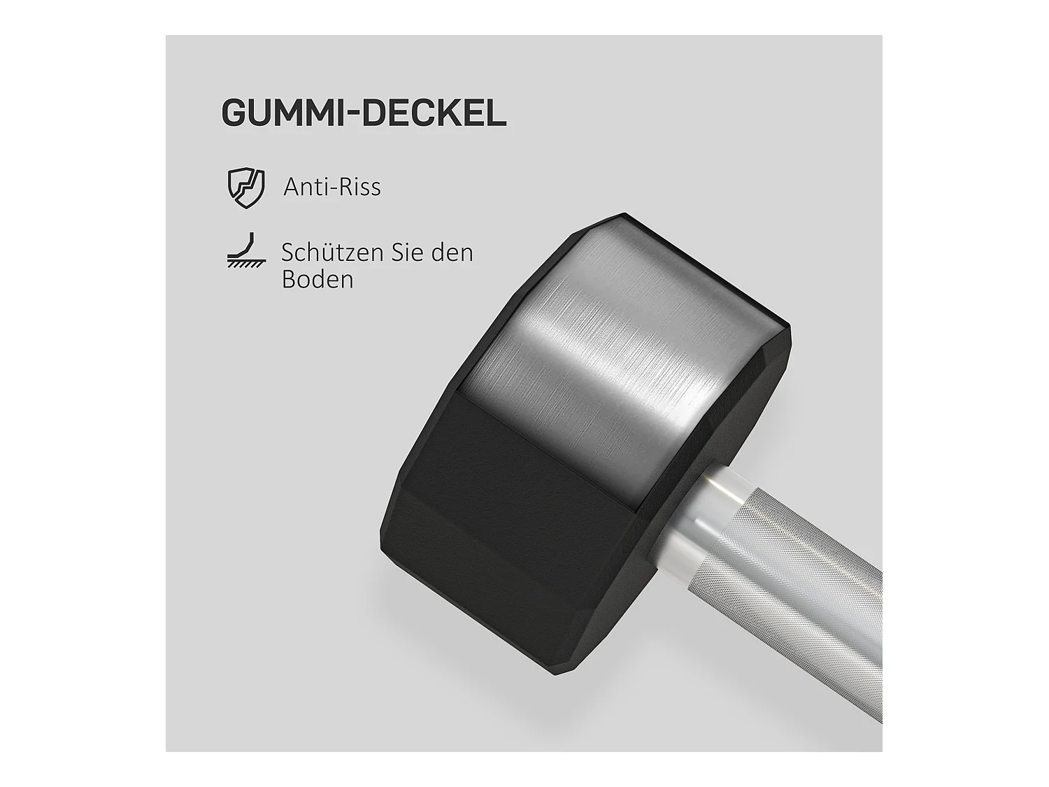 Set d’haltères 20kg, métal antidérapant, caoutchouc, noir (26x13x13cm)